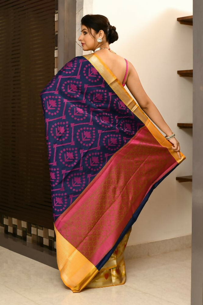 Joban Fashion Multicolor Saree Kataan Ikkat | Grocsy