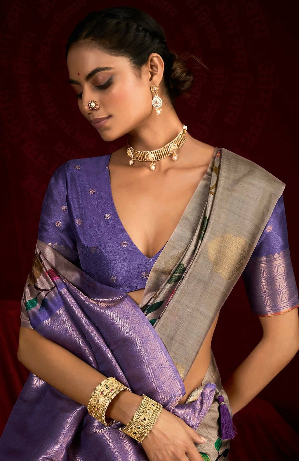 Joban Fashion Powder Blue Soft Silk Weaving Fabric With Digital Jamdani Print With Jacquard Rich Pallu & Blouse With Spring Tassels | Grocsy