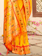 Shree Shyam Fashion Silk Blend Yellow Saree | Grocsy