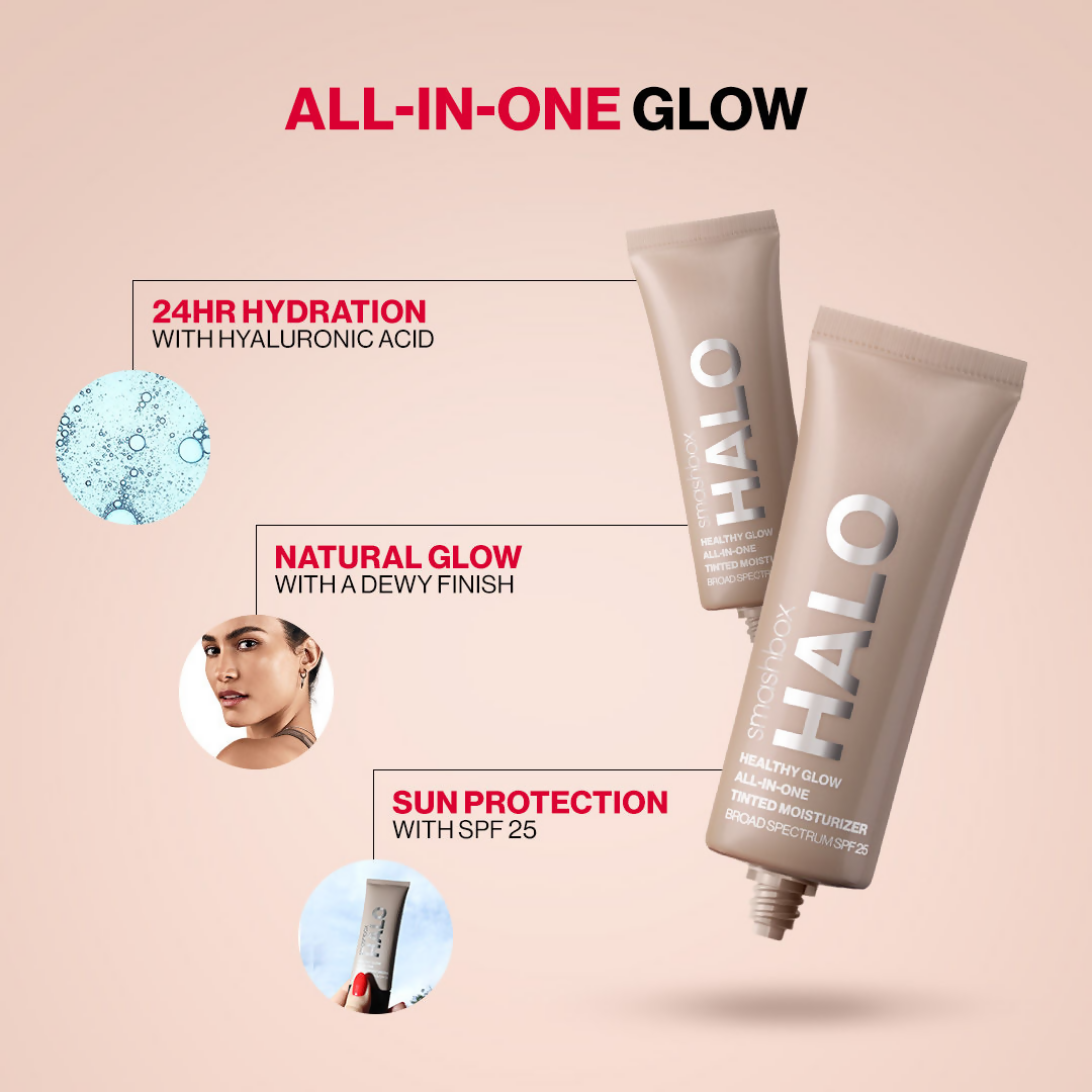 Smashbox Halo Healthy Glow All-In-One Tinted Moisturizer Foundation With SPF 25 (Skin Tint) - Light Medium | Grocsy