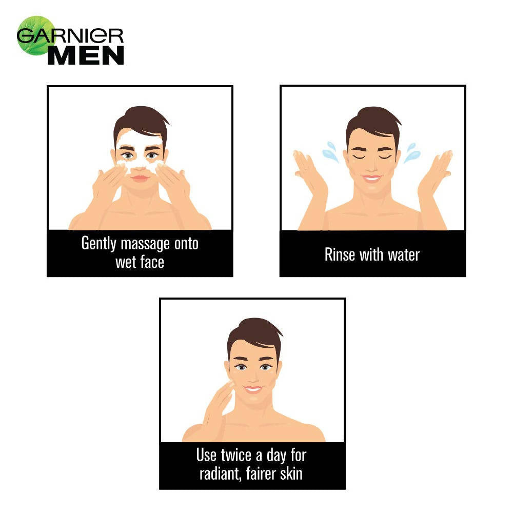 Garnier Men Power White Anti-Pollution Double Action Facewash | Grocsy