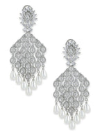Silver Earrings with Pearl Drops- Ruby Raang | Grocsy