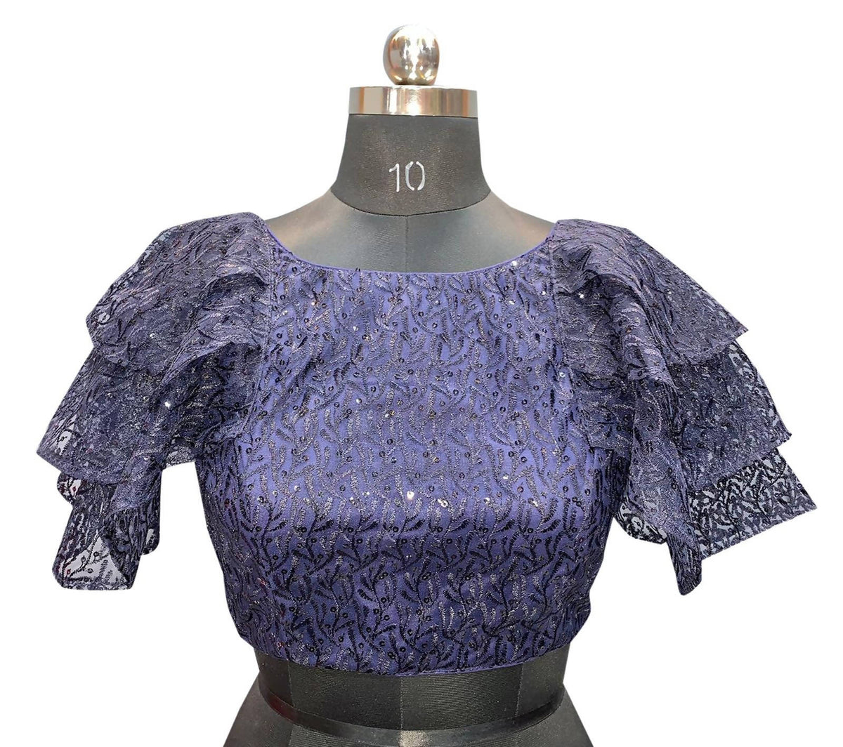 Vamika Blue Net Shifly Work Blouse | Grocsy