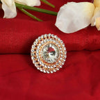 Mominos Fashion Joharkamal Gold-Polished Stone Studded Adjustable Finger Ring - Design 06 | Grocsy