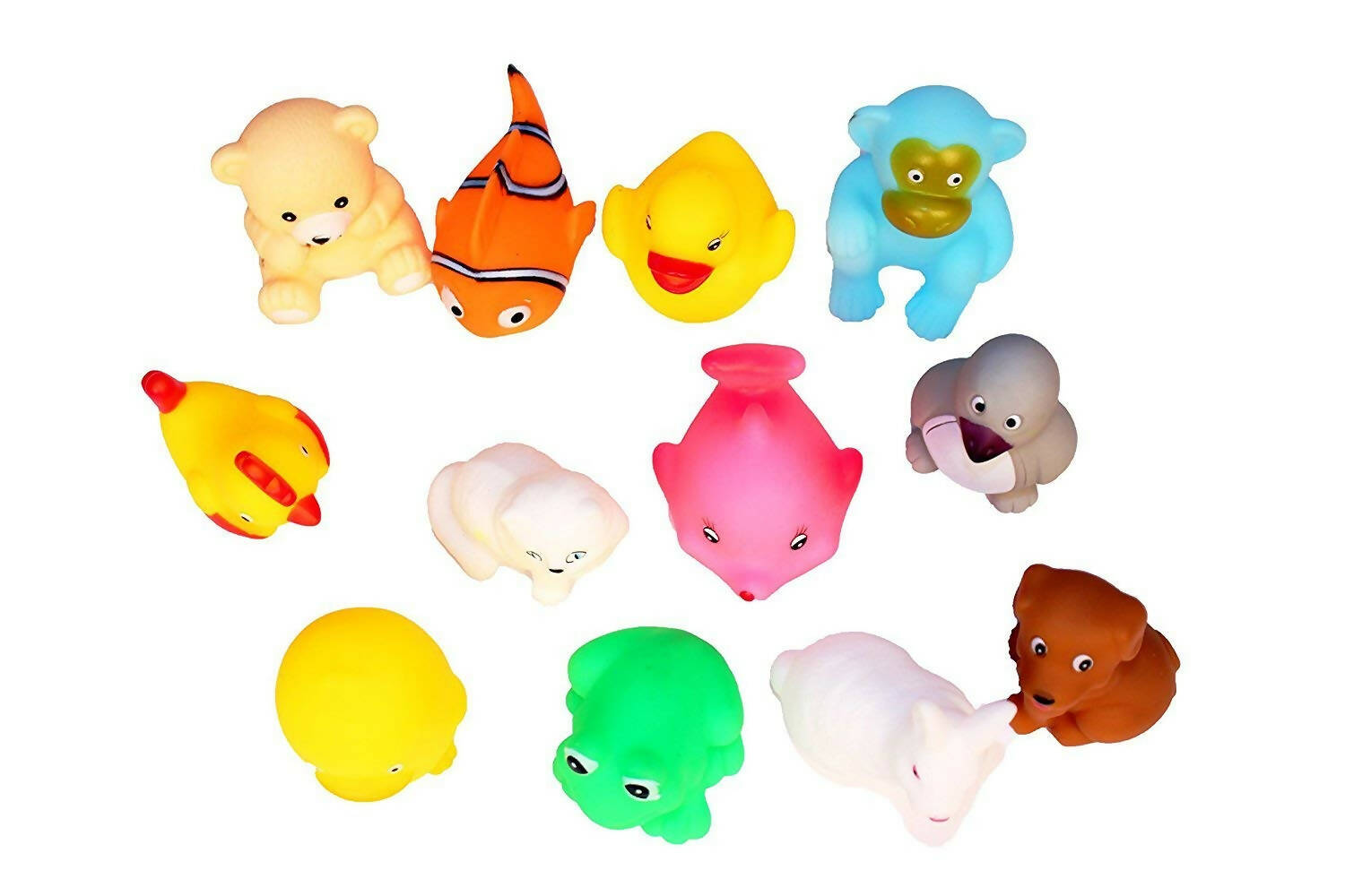 Cable World Plastic Baby Bath Chu Chu Colorful Animal Shape Toy (Multicolor, Multi Design) | Grocsy