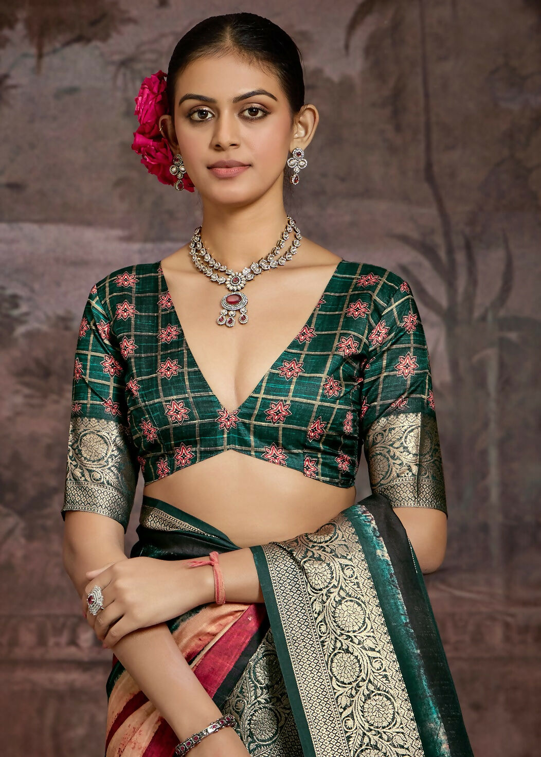 Joban Fashion Multicolor Art Silk With Fine Viscose Border Ajrak Full Body Print With Soft Finish Saree | Grocsy