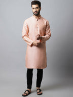 Even Apparels Pink Color Pure Cotton Men's Kurta With Band Collar (SLD1186) | Grocsy