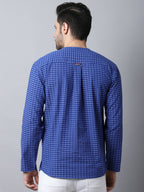 Even Apparels Blue Pure Cotton Round Neck Slit Men's Kurta | Grocsy