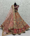 Jyoti Fashion Women's Purple Velvet Golden Gotta, Multi Thread Embroidered with Diamond Work Wedding Lehenga Choli | Grocsy