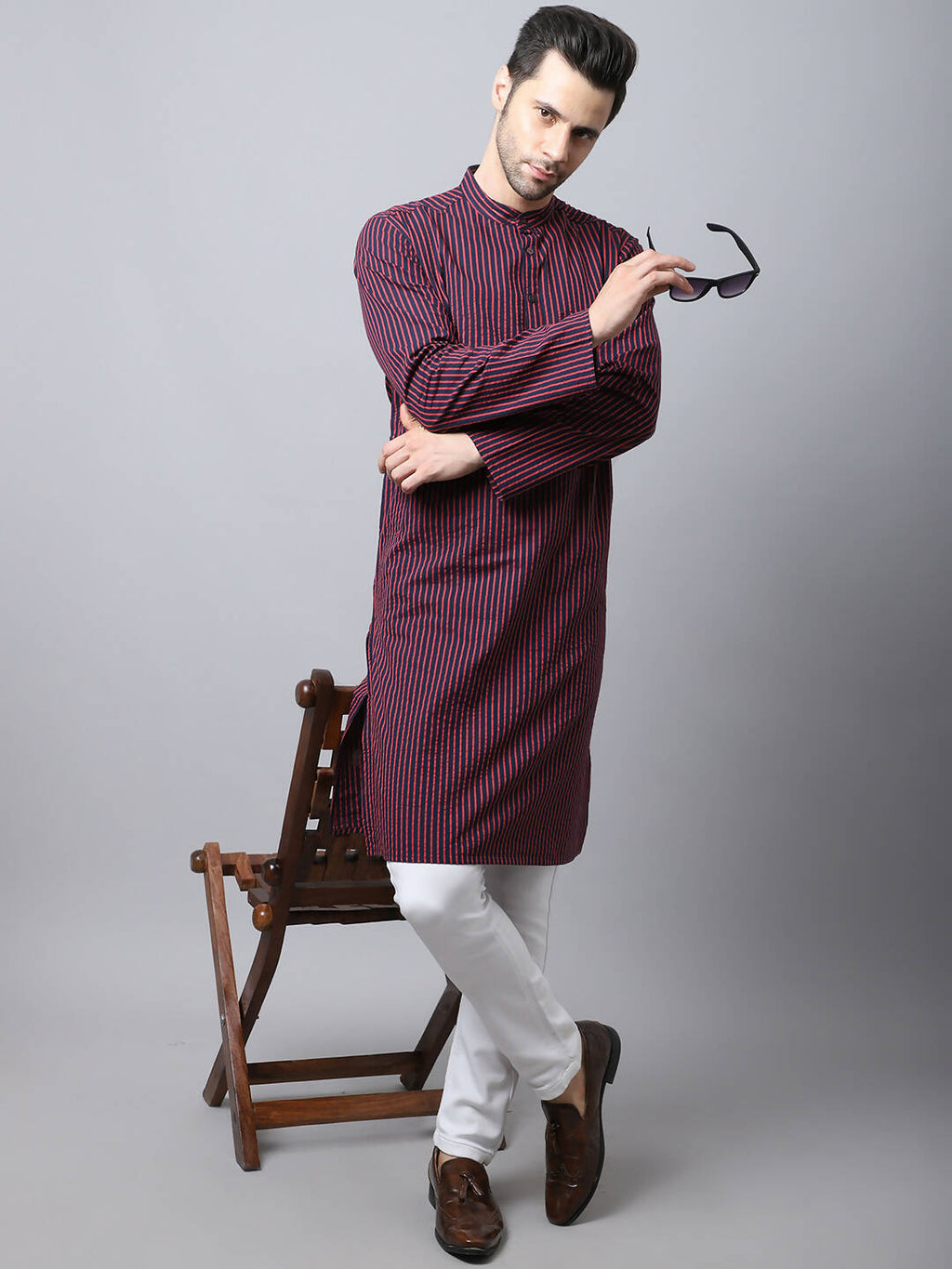 Even Apparels Black Pure Cotton Men's Kurta With Band Collar (STR1173) | Grocsy