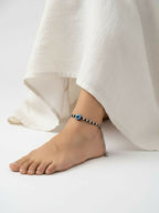 NVR Women Evil Eye Silver Plated Artificial Beads Anklet | Grocsy