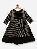 Ahalyaa Black Georgette Gold Print Kids Kurta For Girls | Grocsy