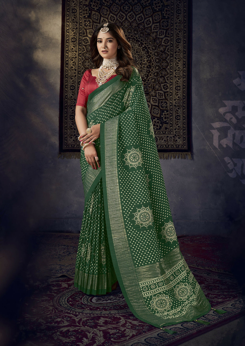 Joban Fashion Mustard Dola Silk Foil Print Zari Border Work Saree | Grocsy