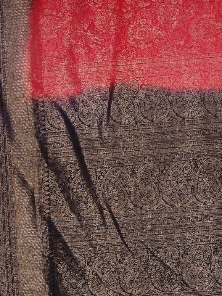 Kalamandir Ethnic Motifs Pink Silk Blend Saree | Grocsy