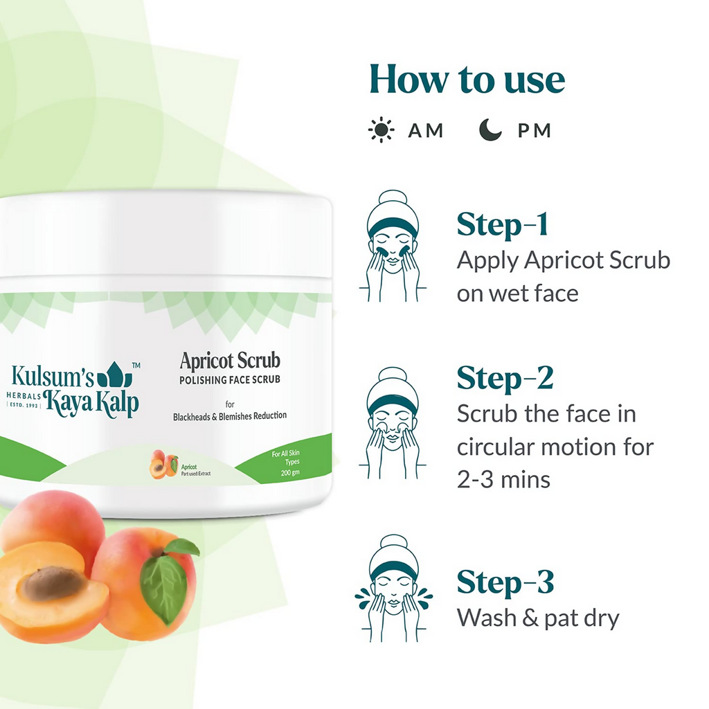Kulsum's Kaya Kalp Apricot Scrub For Blackheads & Blemishes Reduction | Grocsy