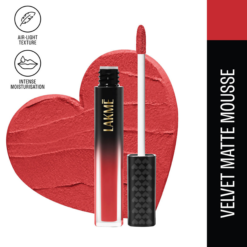 Lakme Xtraordin-Airy Velvet Matte Lip Mousse - Rebound Red | Grocsy