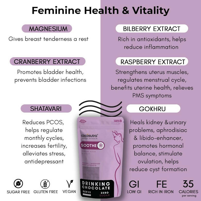 Cocosutra Lite - Soothe - Sugar Free Drinking Chocolate Mix | Grocsy