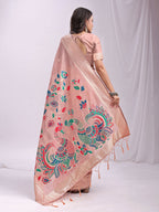 Shree Shyam Fashion Linen Cotton Peach Saree | Grocsy
