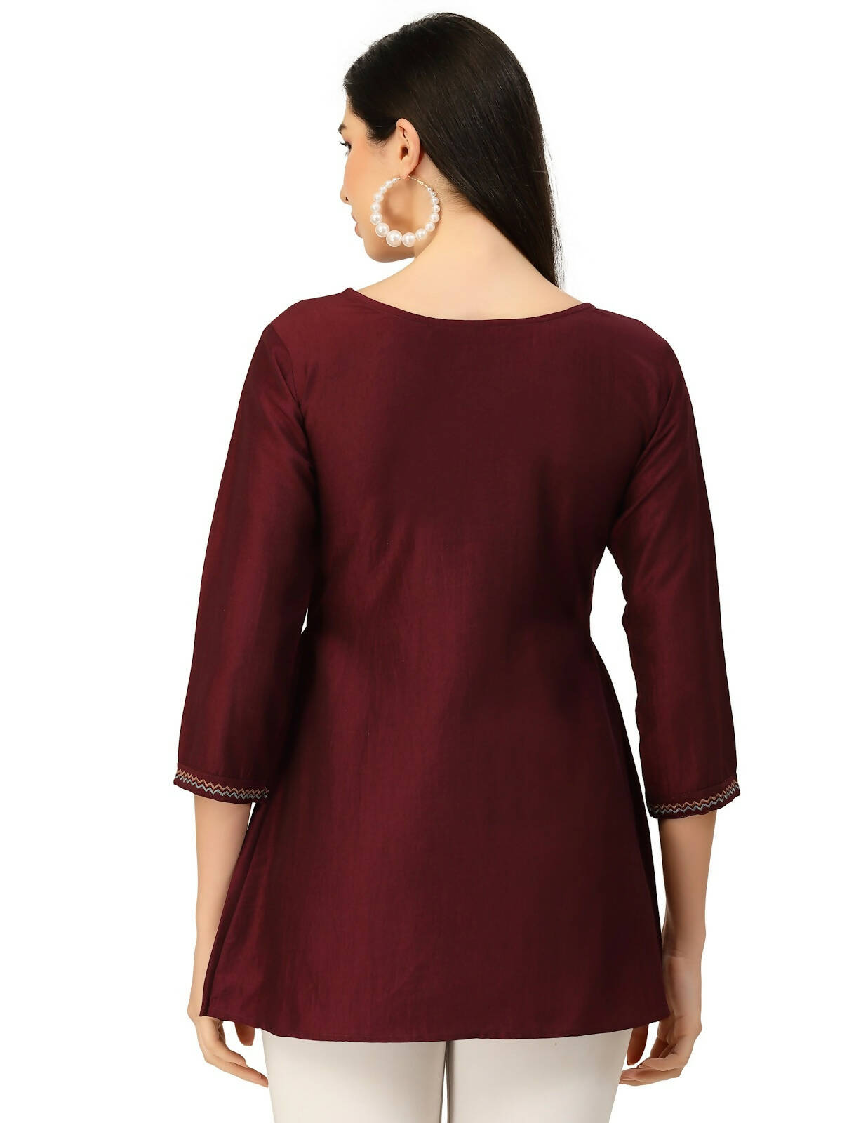 Wine Chinon Floral Embroidered Top - Zeny | Grocsy