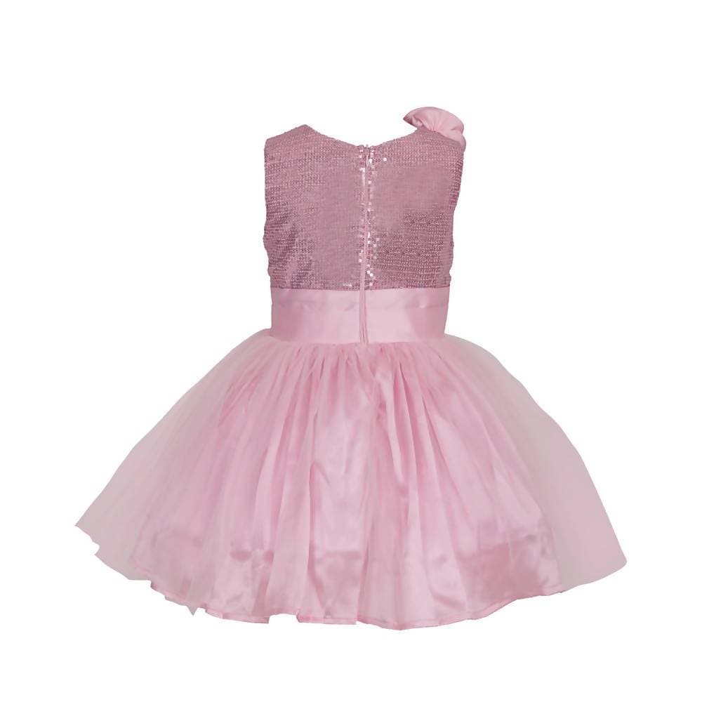 Asmaani Baby Girl's Pink Color Satin Knee Length Frock (AS-DRESS-22030) | Grocsy