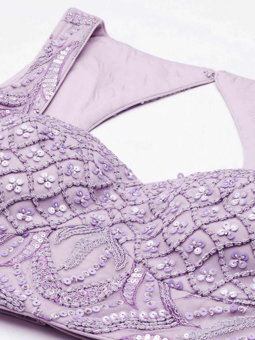 House of Panchhi Lavender Net Sequins and Zarkan embroidery Lehenga choli & Dupatta | Grocsy