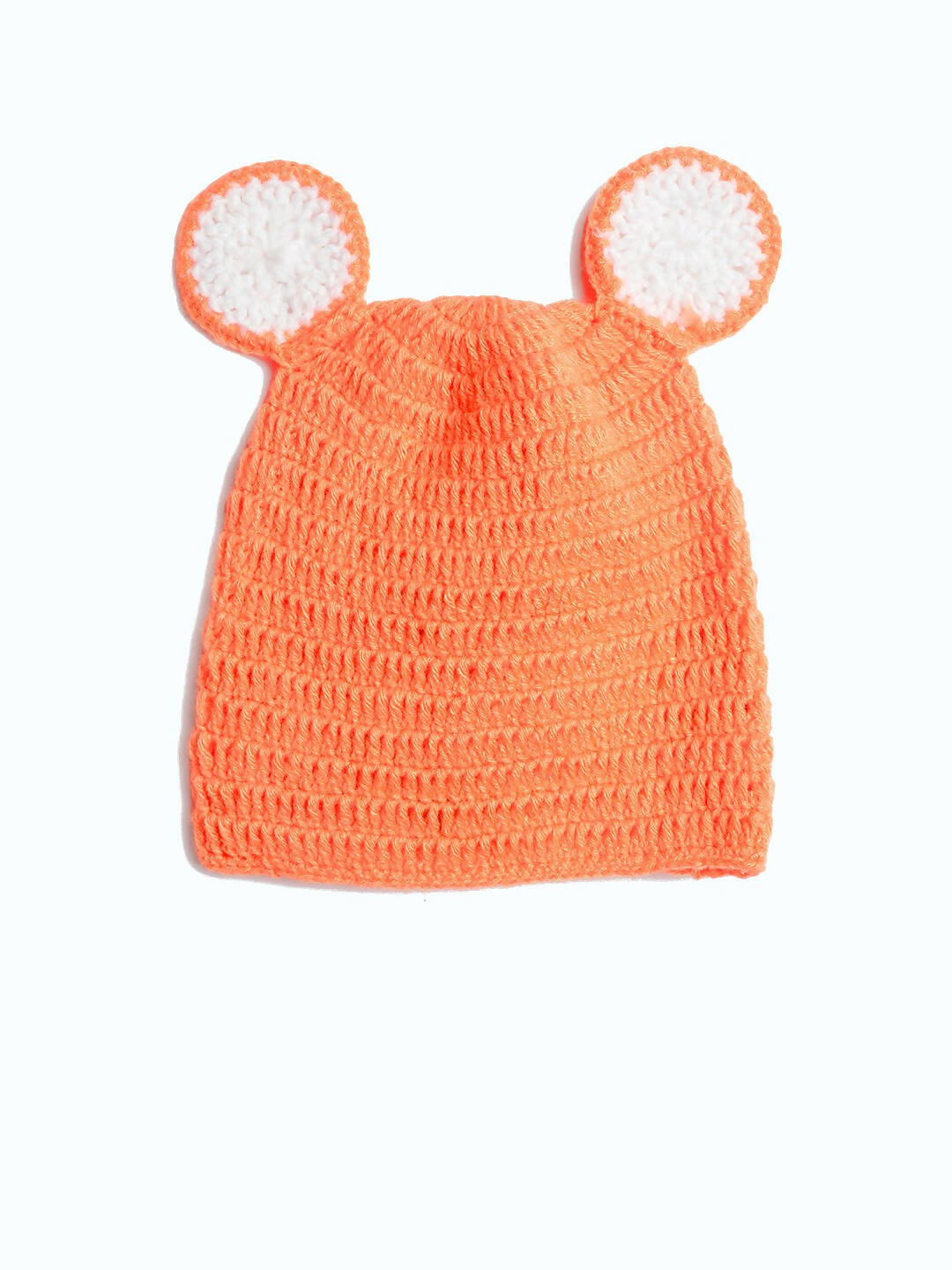 Chutput Kids Woollen Hand Knitted Tiger Detail Cap - Orange | Grocsy