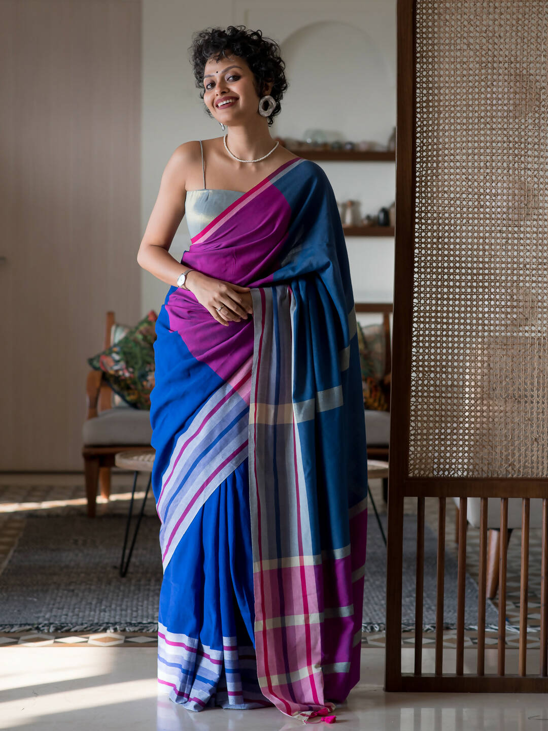 Suta Multi Color Woven Design Cotton Blend Saree | Grocsy