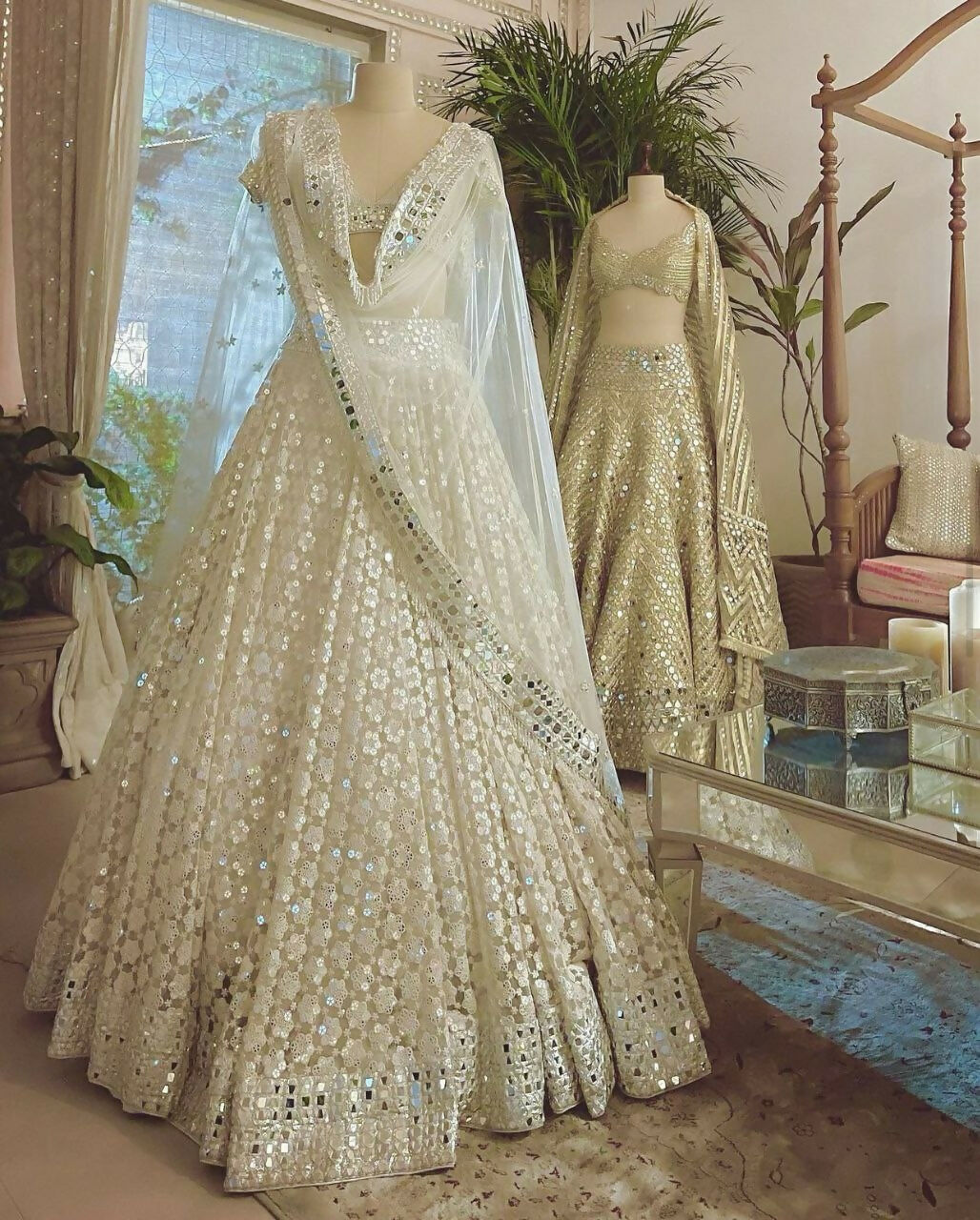 Jyoti Fashion Women's Cream Georgette Paper Mirror with Thread Embroidered Designer Lehenga Choli Set | Grocsy
