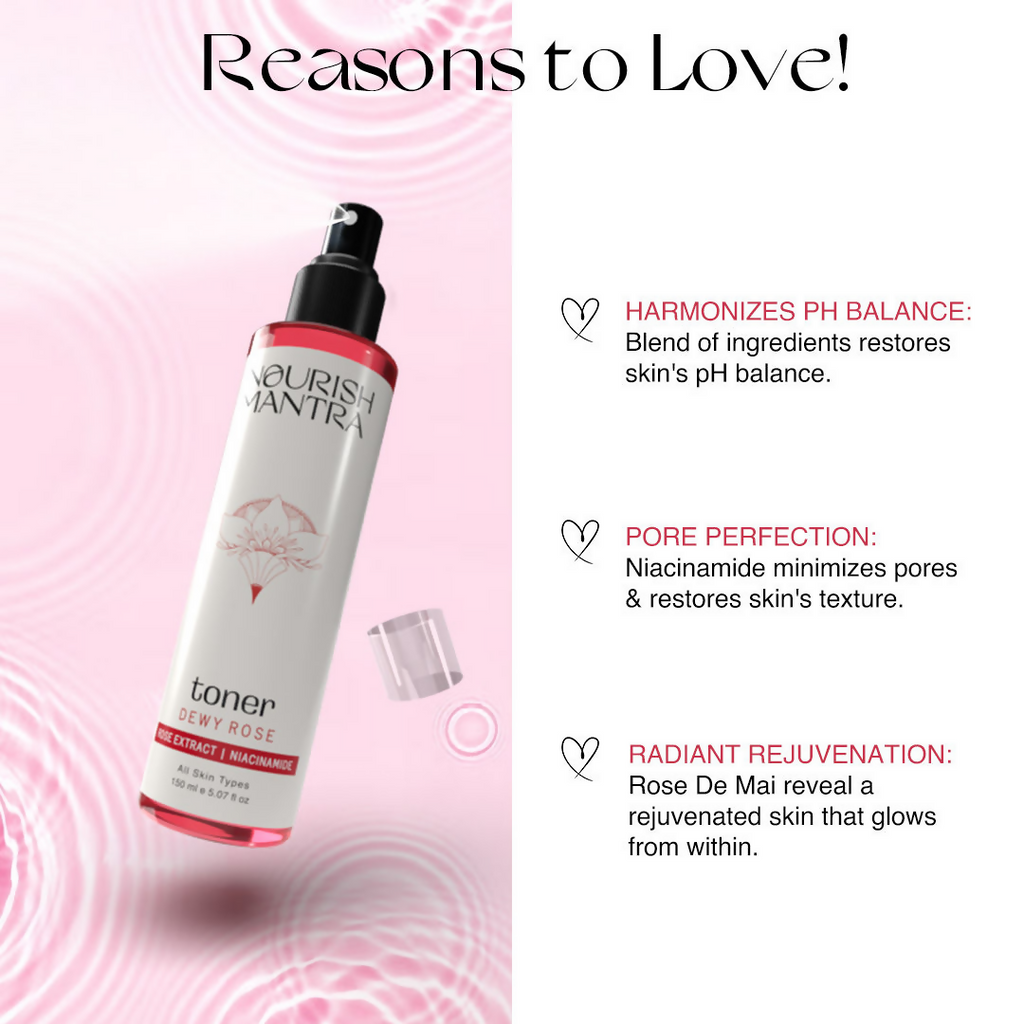 Nourish Mantra Dewy Rose Toner with Niacinamide & Vitamin B5 for Radiant | Grocsy