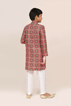 Joban Fashion Cotton Red Kurta With Straight Fit Pant | Grocsy