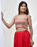 Amodini Designer Studio Gold Embellished Red Blouse | Grocsy