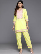 Ahalyaa Women's Traditional Wear Co-ods - Yellow | Grocsy