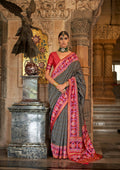 Kabul Grey Banarasi Weaving, Ultra Aqua Finish, Zari Work Banarasi Silk Saree - Rath Kunti | Grocsy