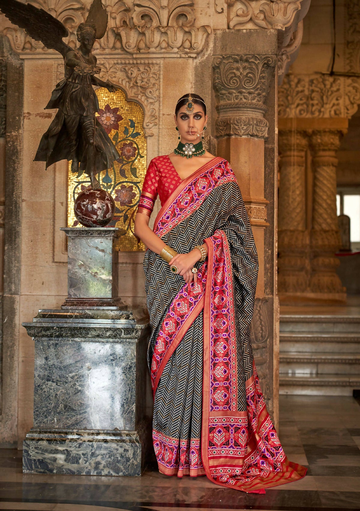Kabul Grey Banarasi Weaving, Ultra Aqua Finish, Zari Work Banarasi Silk Saree - Rath Kunti | Grocsy