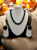 Inhanns Noor-E-Jalwa – Handmade Crystal Bead Necklace / Necklace With Earrings -Adjustable - Black | Grocsy