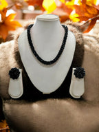 Inhanns Noor-E-Jalwa – Handmade Crystal Bead Necklace / Necklace With Earrings -Adjustable - Black | Grocsy