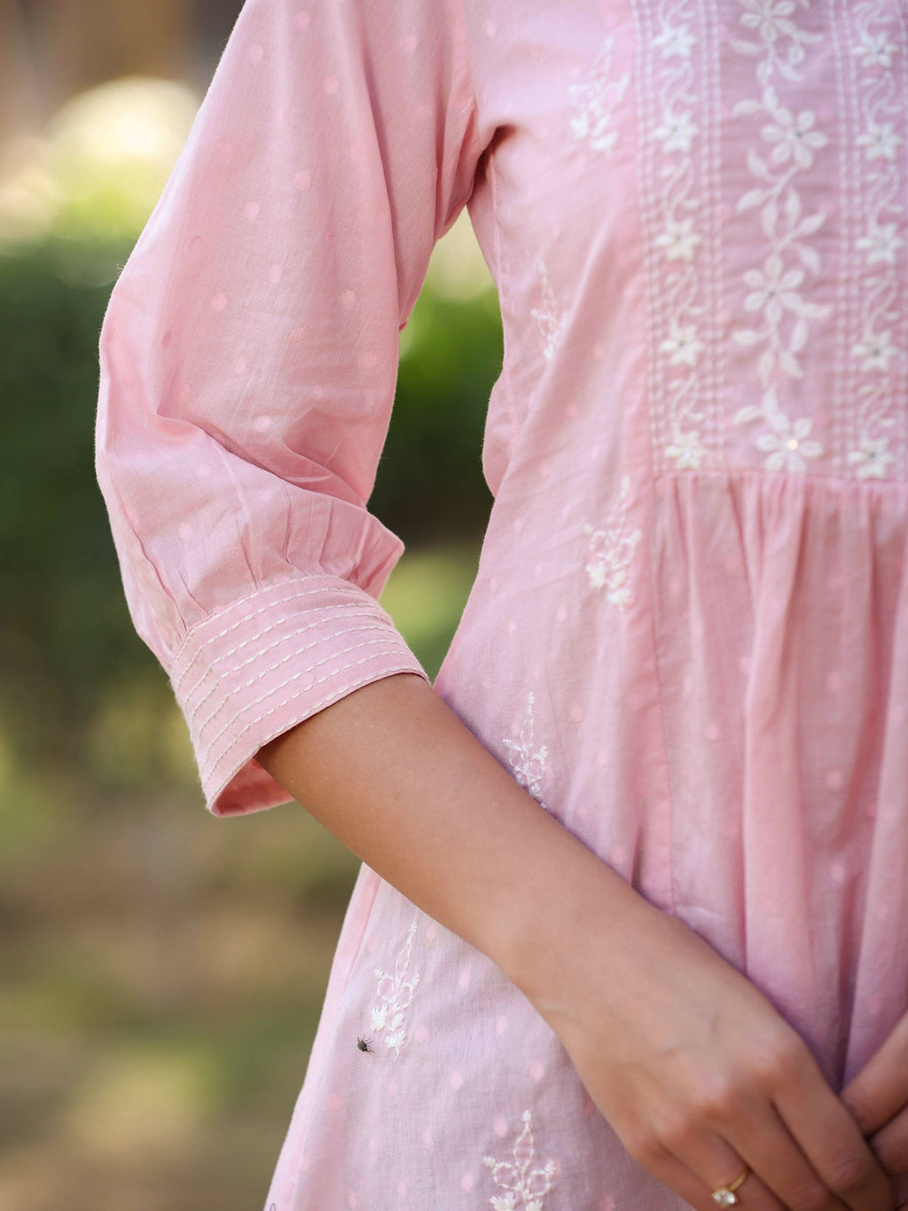 Juniper Women's Pink Cotton Solid With Embroidered Straight Tunic | Grocsy