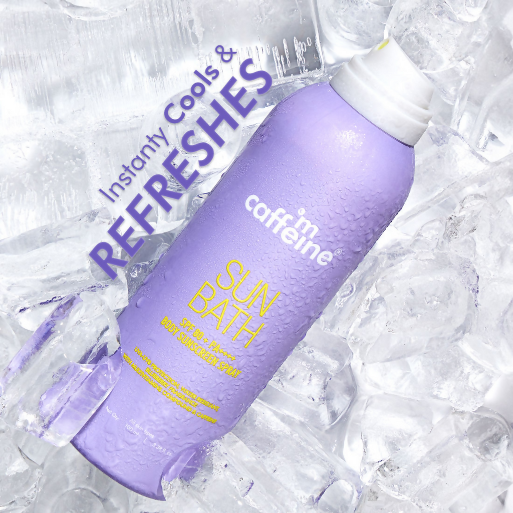 mCaffeine Sun Bath SPF 80+ PA ++++ Body Sunscreen Spray | Grocsy