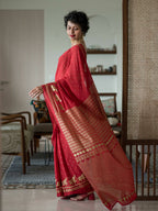 Suta Red Polka Dots Cotton Blend Saree | Grocsy