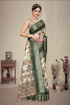 PR Fashion Multi Heavy Rich Cotton Silk Digital Print & Jacquard Saree | Grocsy