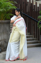 Beatitude White Tissue Silk Saree | Grocsy