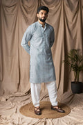 Light Blue Rayon Thread Embroidery Work Kurta Set - Mahotsav | Grocsy