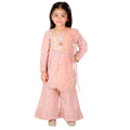 Little Bansi Girls Brown Tussel work Schiffli Kurta Frock with Plazzo and Dupatta | Grocsy