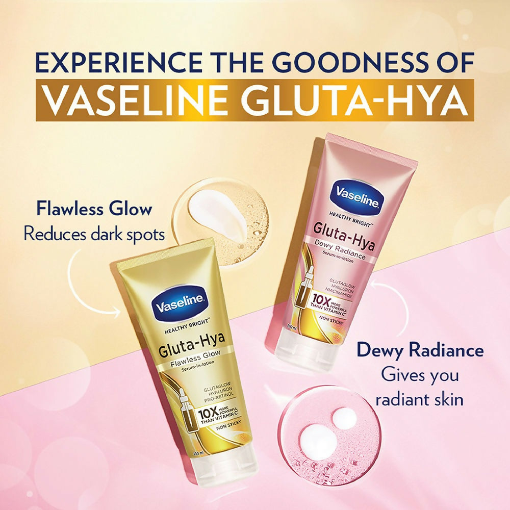 Vaseline Gluta Hya Serum-in-Lotion - Dewy Radiance, Overnight Radiance & Flawless Glow Combo | Grocsy