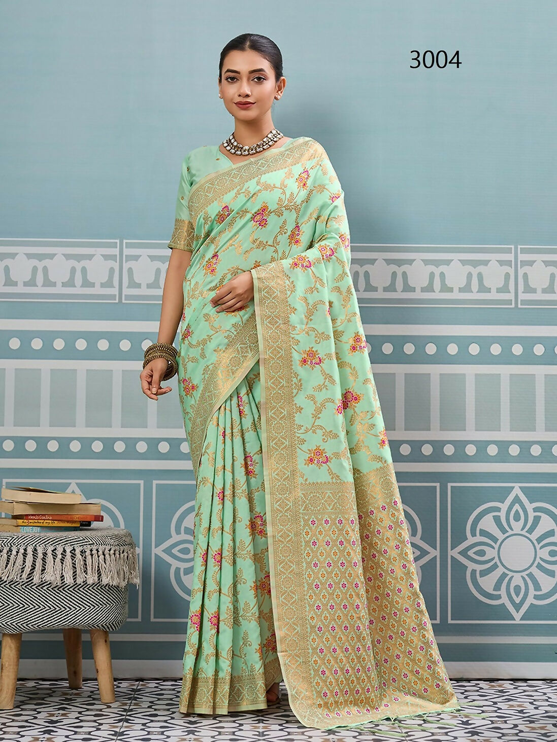 Shree Shyam Fashion Pista Silk Saree | Grocsy