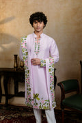 Falling Raw Silk Lavinder Taruni Hamsa Kurta Set By Hilo Design | Grocsy
