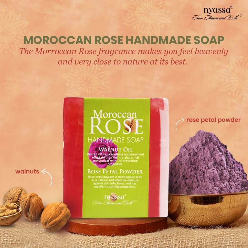 Nyassa Moroccan Rose Soap Walnut Oil & Rose Powder | Grocsy