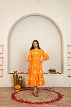 Joban Fashion Orange Tie & Dye Cotton Dress | Grocsy