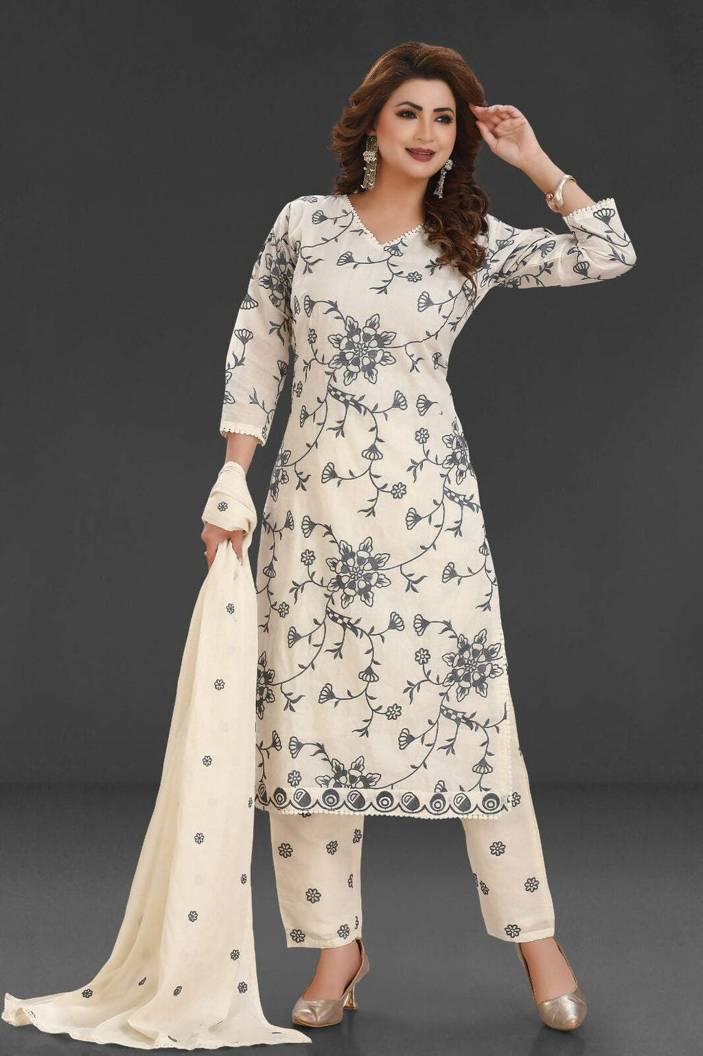 Joban Fashion Cotton Beige Color Kurta Set | Grocsy