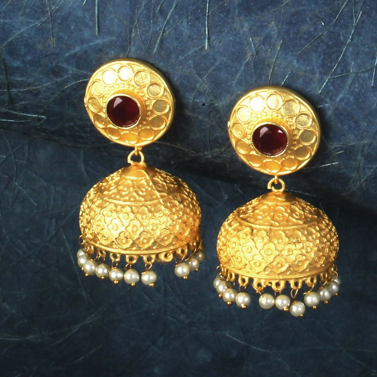 Joban Fashion Women Matte Gold Brass Jhumka | Grocsy